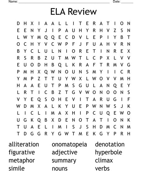 ELA Review Word Search WordMint