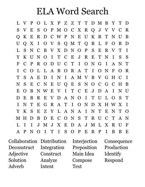 ELA Word Search WordMint
