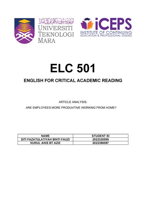 ELC501 ENGLISH FOR CRITICAL ACADEMIC READING - FLIP HTML5