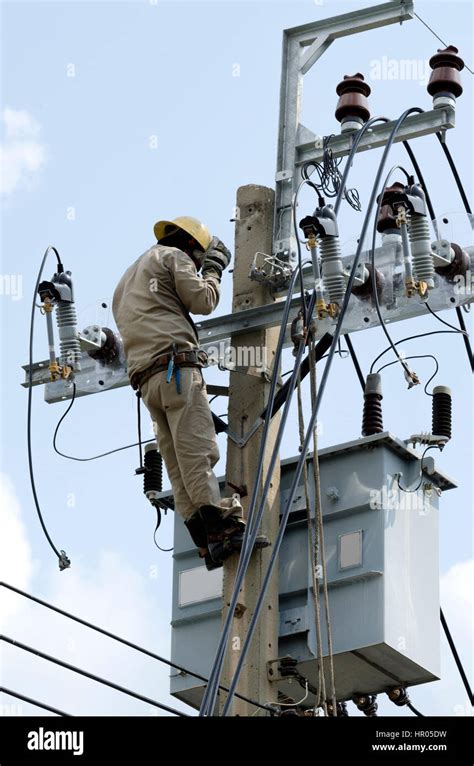 Electrical lineman climbing concrete power pole to install bird ... - wintechmobiles.com