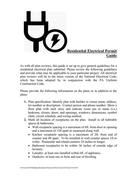 ELECTRICAL PERMIT REQUIREMENTS