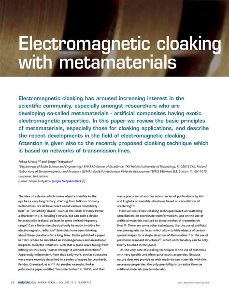 Electromagnetic cloaking with metamaterials - ScienceDirect - wintechmobiles.com