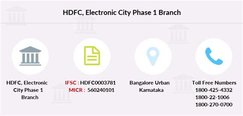 ELECTRONIC CITY PHASE 1 BRANCH HDFC BANK IFSC Code: Check HDFC BANK ...