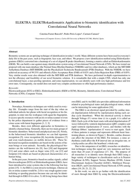 ELEKTRA: ELEKTRokardiomatrix application to biometric …