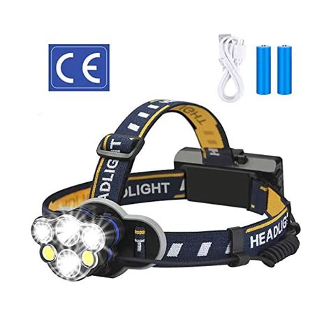 ELMCHEE Rechargeable headlamp, 6 LED 8 Modes 18650 USB …