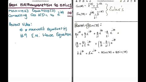 EM to Optics 10 Converting Cos & Sine to Complex Exponentials YouTube