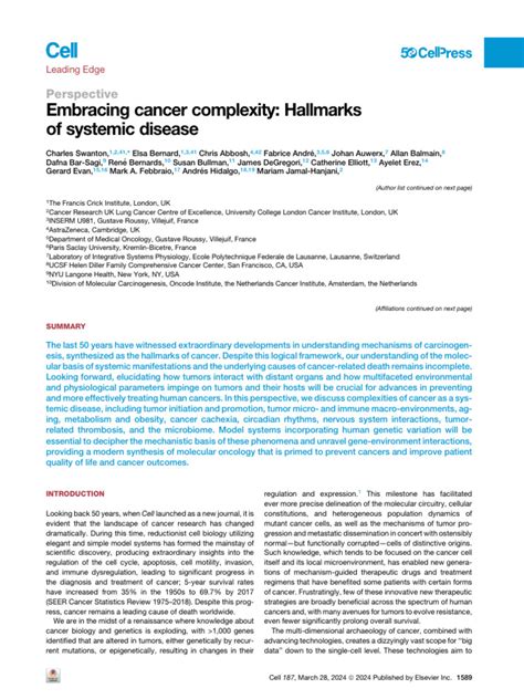 Embracing cancer complexity: Hallmarks of systemic disease - raincitystudios.com