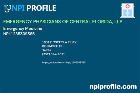 EMERGENCY PHYSICIANS OF CENTRAL FLORIDA, LLP, NPI …