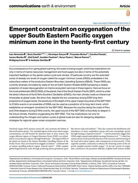 Emergent constraint on oxygenation of the upper South Eastern … - raincitystudios.com