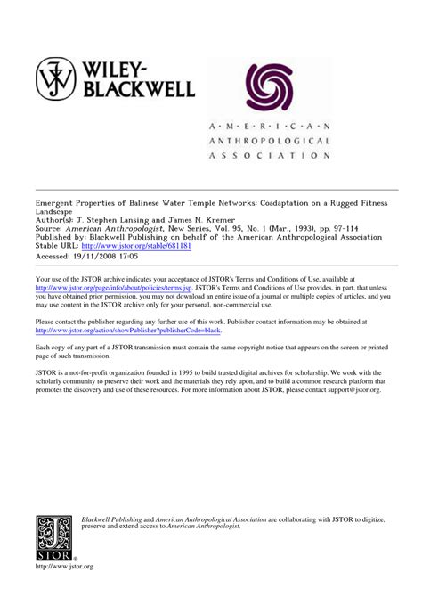 Emergent Properties of Balinese Water Temple Networks: Coadaptation on ... - wintechmobiles.com