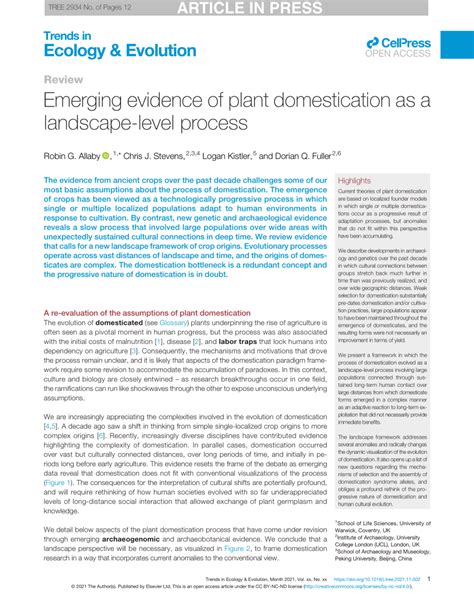 Emerging evidence of plant domestication as a … - wintechmobiles.com