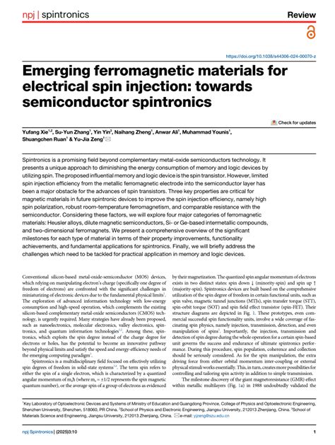 Emerging ferromagnetic materials for electrical spin injection: towards ... - wintechmobiles.com