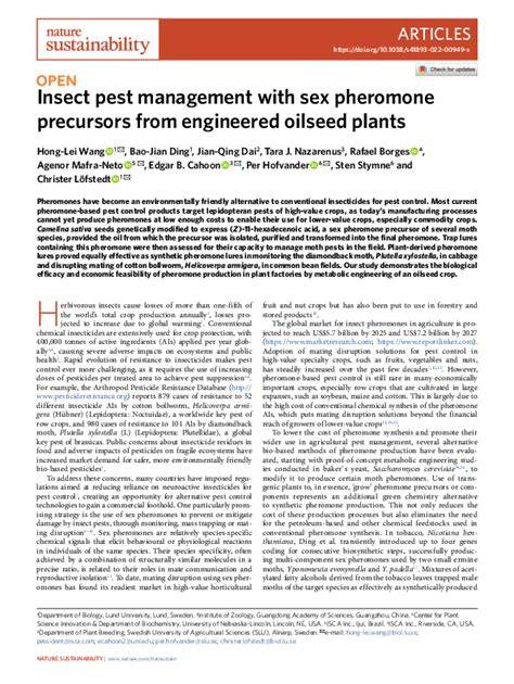 Emerging trends in insect sex pheromones and traps for sustainable ... - raincitystudios.com
