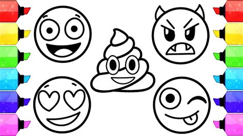 EMOJI Coloring Pages How To Draw and Color Emoji Faces Learn Colors