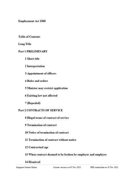 Employment Act 1968 - Singapore Statutes Online - coolestguyplanet.net