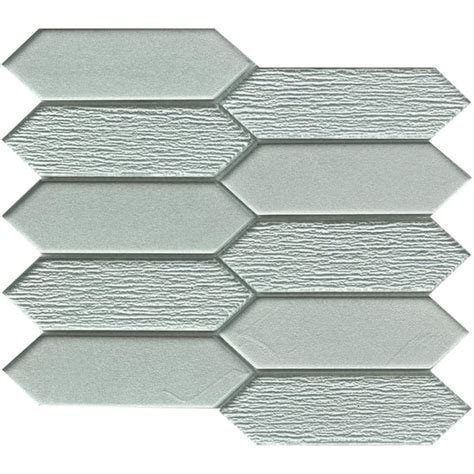 EMSER TILE Picket Silver Glossy 9.53 in. x 10.94 in. x 0.8mm Glass …