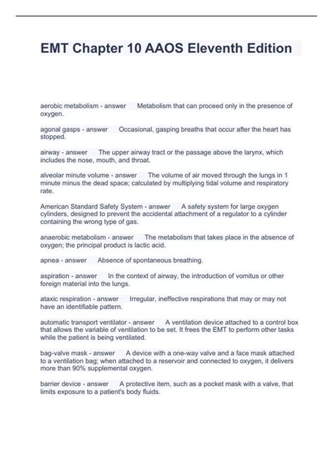 EMT Chapter 10 AAOS Eleventh Edition