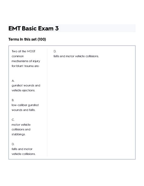 EMT Exam 3 Flashcards | Quizlet - muktibox.com