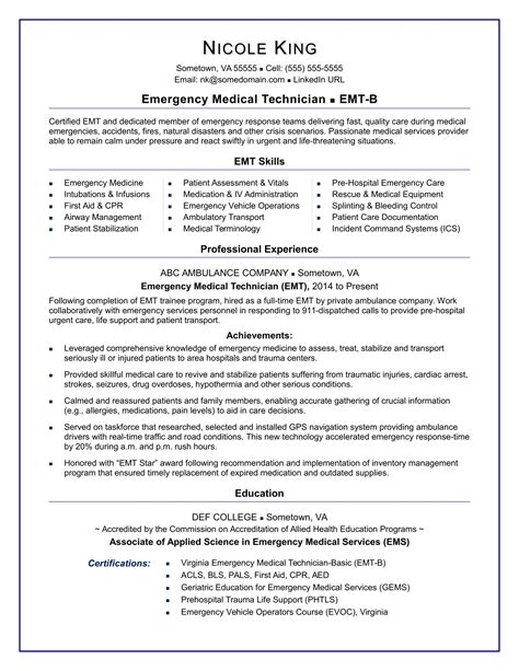 EMT Resume Example & Template for 2021 ZipJob