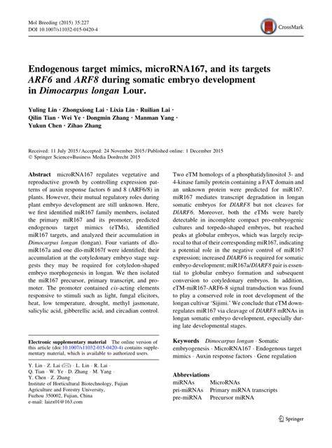 Endogenous target mimics, microRNA167, and its targets - raincitystudios.com
