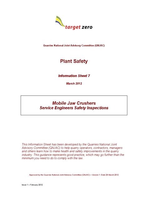 ENGINEERS SAFETY INSPECTION – CRUSHERS & SCREENS