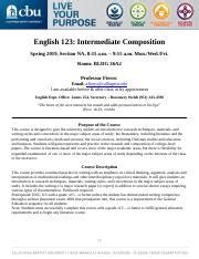 ENGLISH 123 : Intermediate English - CBU - Course Hero