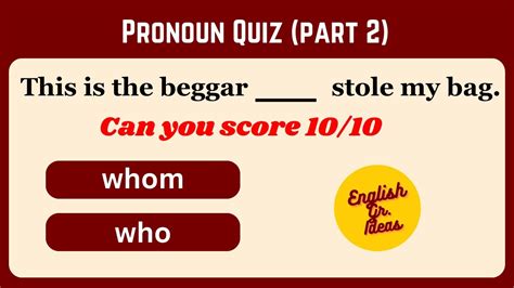 ENGLISH GRAMMAR QUIZ: Pronouns Quiz Can you score …