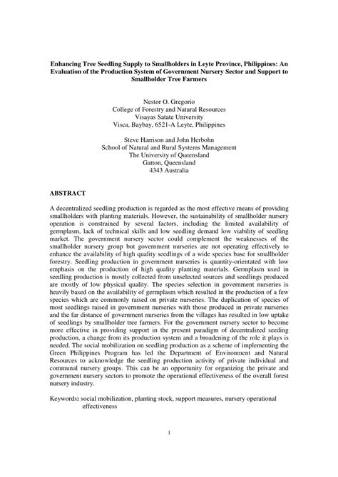 Enhancing Tree Seedling Supply to Smallholders in Leyte ... - Springer - raincitystudios.com