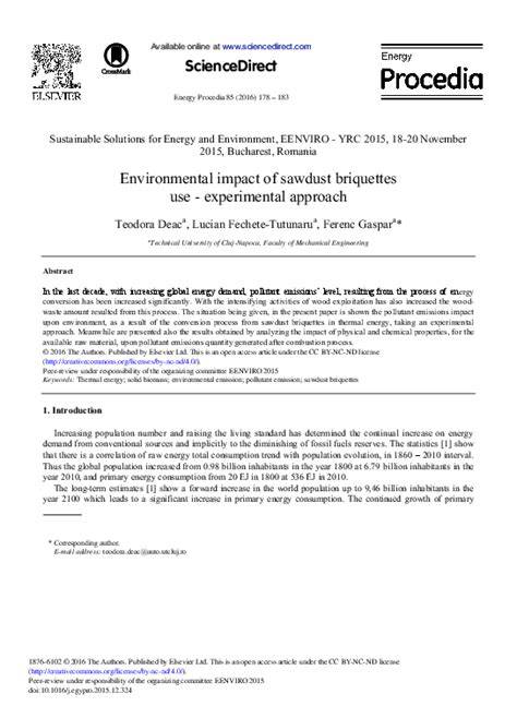 Environmental Impact of Sawdust Briquettes Use - ScienceDirect - raincitystudios.com