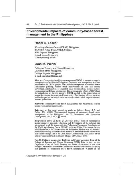 Environmental impacts of community-based forest … - raincitystudios.com