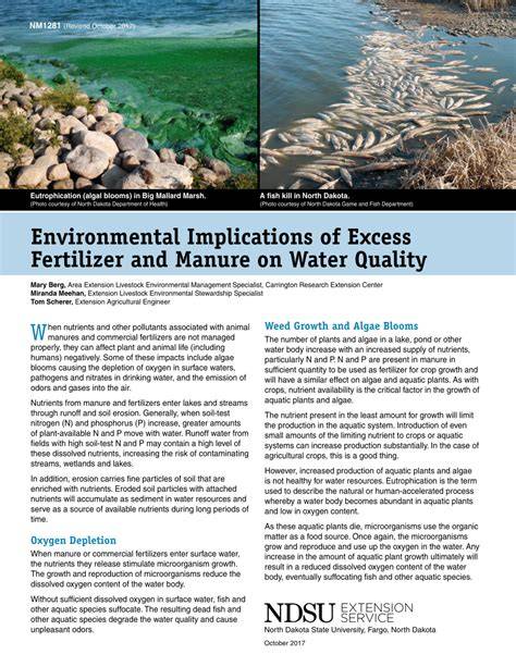 Environmental Implications of Excess Fertilizer and Manure on Water ... - raincitystudios.com