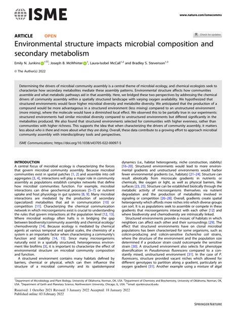 Environmental structure impacts microbial composition and secondary ... - raincitystudios.com