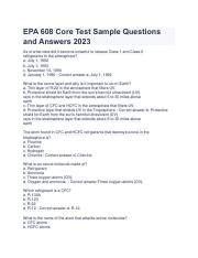 EPA 608 Core Test Sample Questions and Answers Latest 2023 with