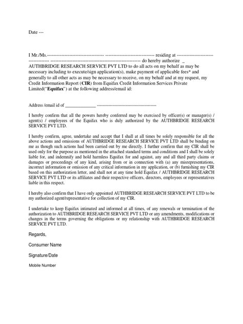EQUIFAX CONSENT FORMCredit Check Form PDF