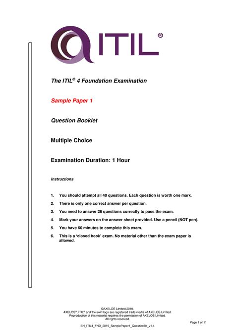 ES ITIL4 FND 2024 Sample Paper 1 Question Bk v1