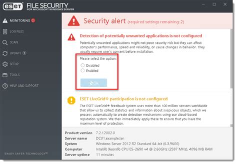 ESET File Security for Microsoft Windows Server version 7.3.