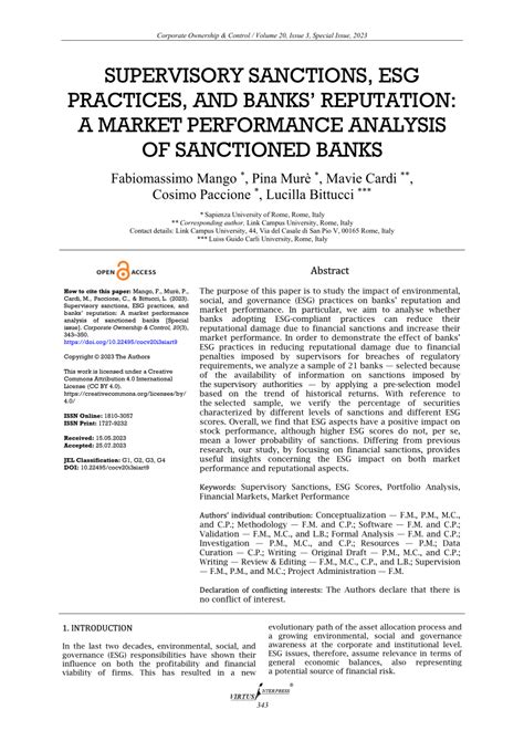 ESG and reputation: The case of sanctioned Italian banks