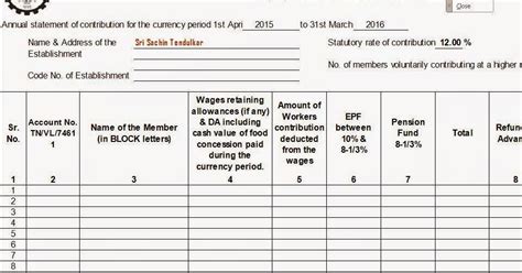 ESIC Form 6a in Excel Format