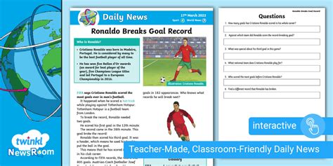 ESL A2 Reading Interactive PDF Ronaldo Highest. 