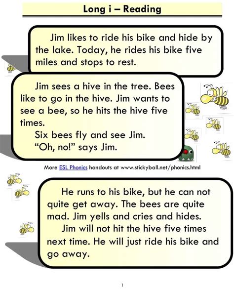 ESL Phonics: Long i (Reading Practice) - stickyball.net