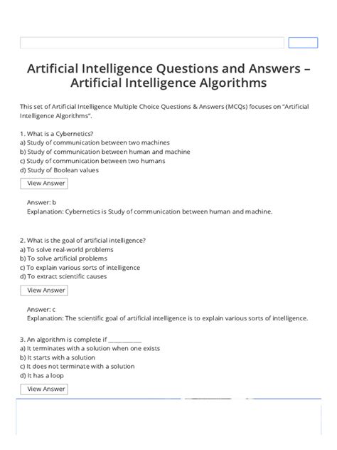 Essential MCQs on Artificial Intelligence Concepts and Algorithms - coolestguyplanet.net