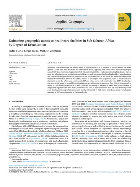 Estimating geographic access to healthcare facilities in Sub-Saharan ... - wintechmobiles.com
