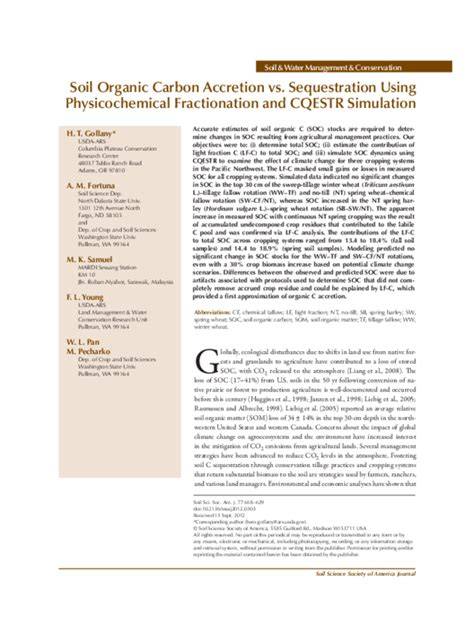 Estimating soil organic carbon sequestration using measurement and ... - raincitystudios.com