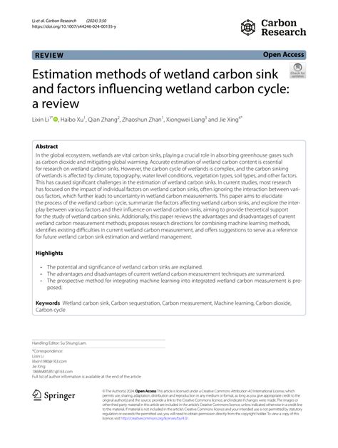 Estimation methods of wetland carbon sink and factors ... - Springer - wintechmobiles.com