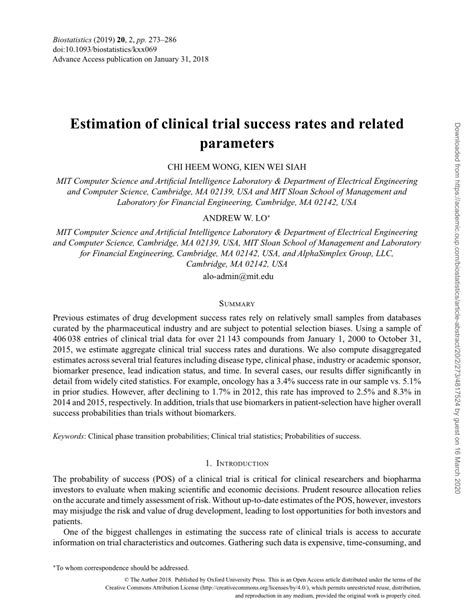 Estimation of clinical trial success rates and related parameters - wintechmobiles.com