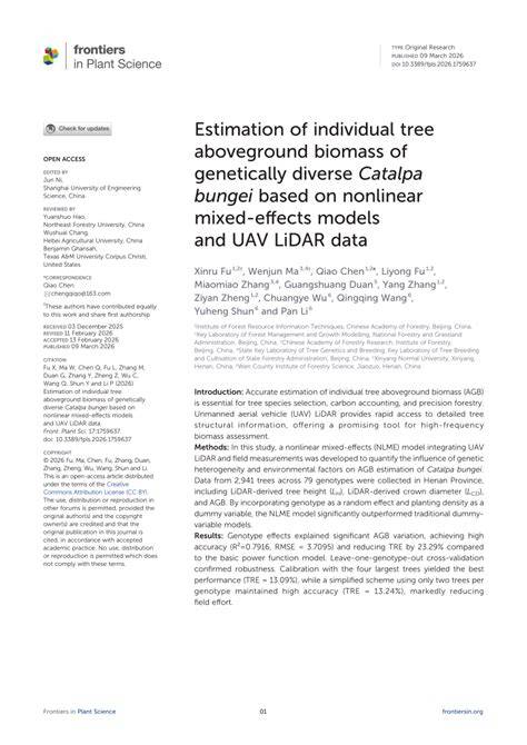 Estimation of individual tree aboveground biomass of genetically ... - raincitystudios.com