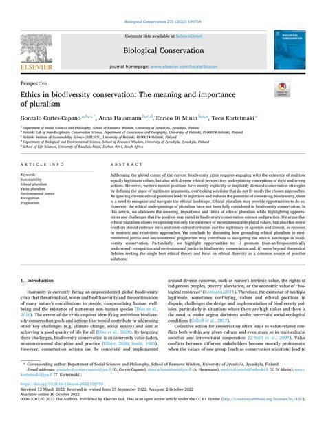 Ethics in Biodiversity Conservation | Request PDF - ResearchGate - raincitystudios.com