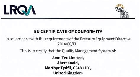 EU CERTIFICATE OF CONFORMITY - Amnitec