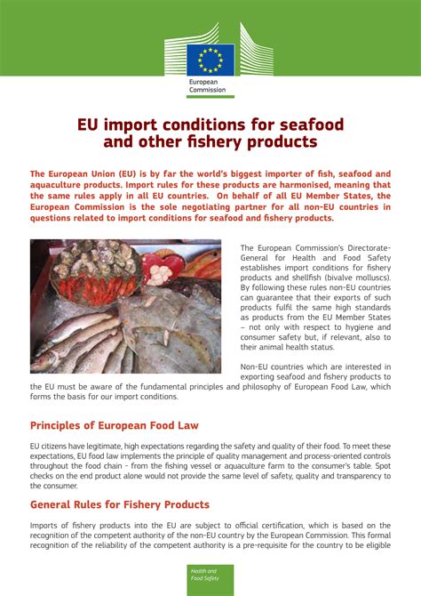 EU import conditions for seafood and other fishery products