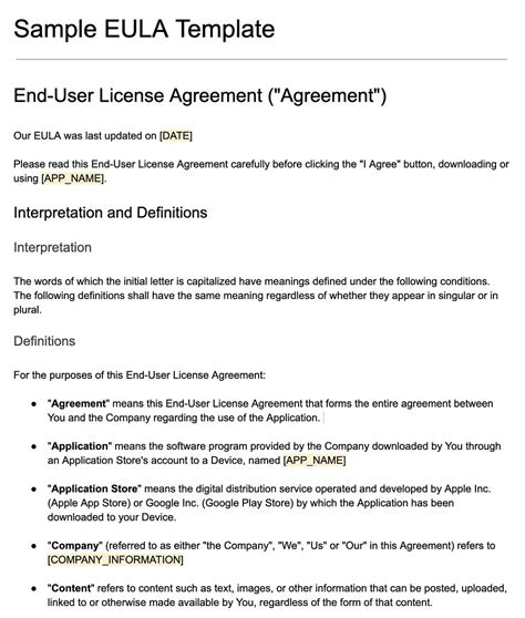 EULA Form for Software Downloads Legal Forms and Business Templates